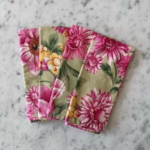 April Cornell Four Floral Fabric Napkins